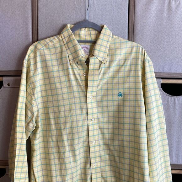 Brooks Brothers yellow plaid button down - Picture 4 of 6
